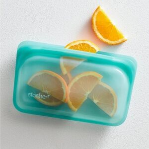 Set of 3 Stasher Reusable Silicone Snack Bag in Aqua Color